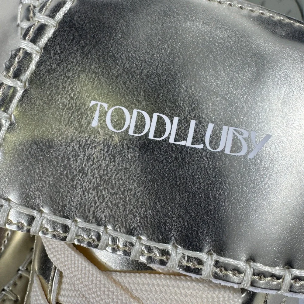 Toddlluby Women's‎ Sneakers Gold Metallic Lace Up Fashion Shoes Size 9 EU40